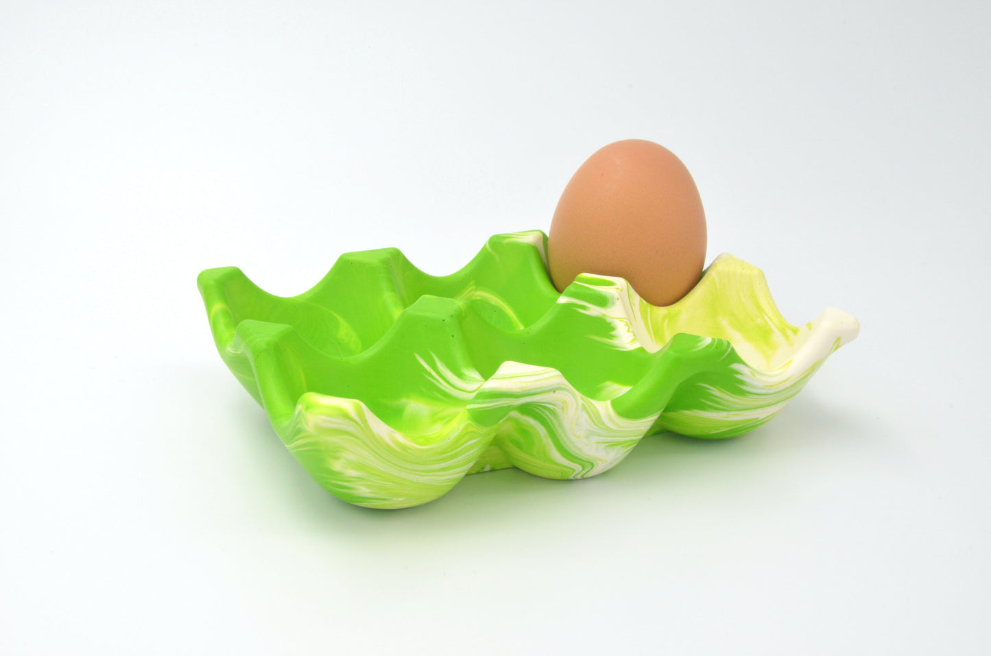 Countertop Egg Holder in Green and White