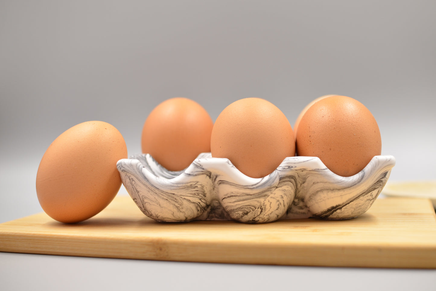Stone Egg Holder in Black and White Marbling