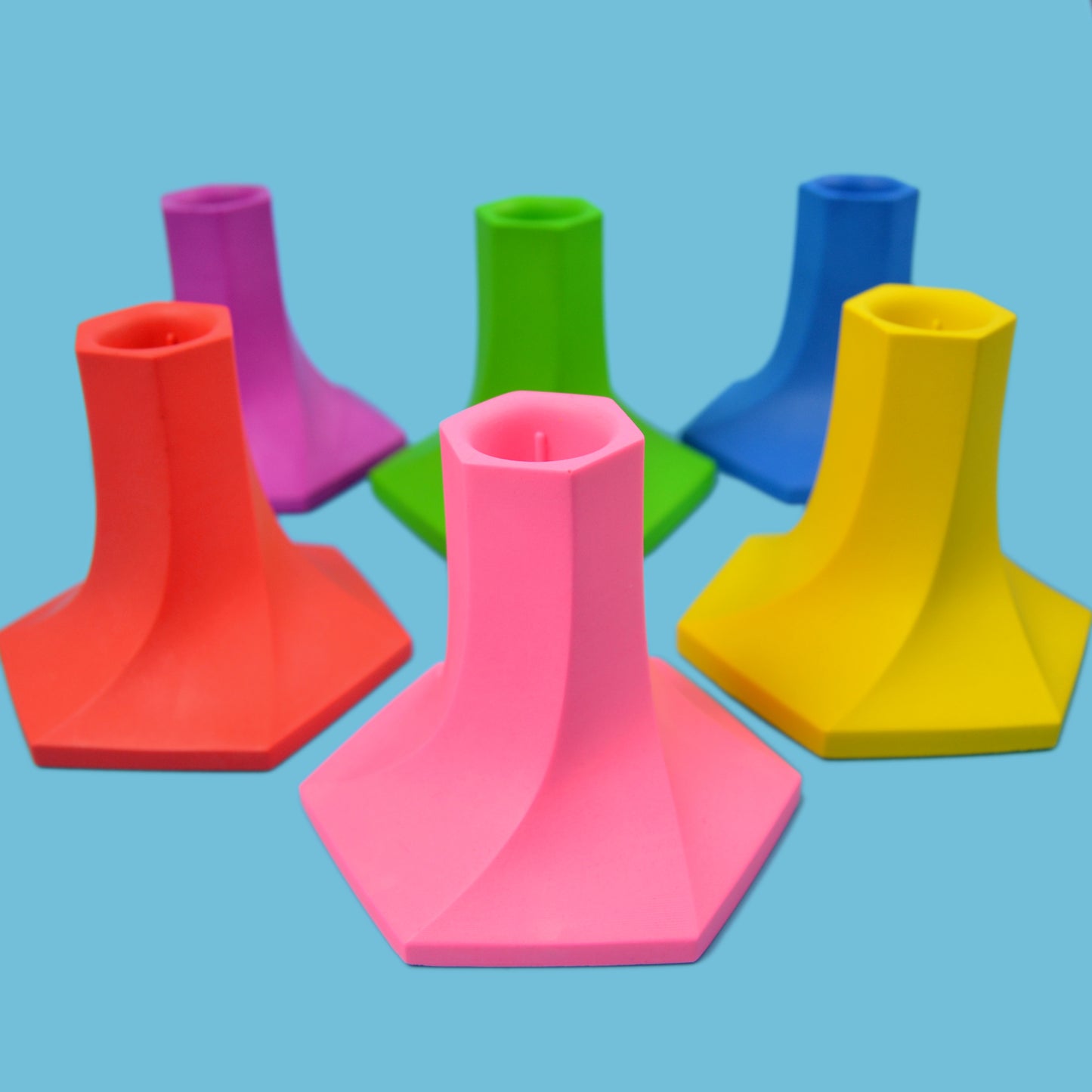 Hexagon Taper Candle Holder in Solid Block Colours