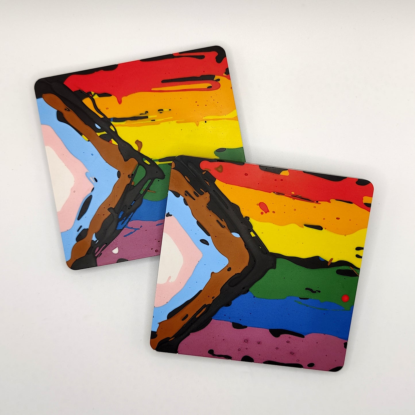 Progress Pride Square Coaster - LGBTQIA+