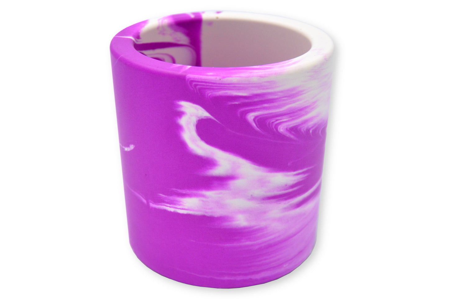 Small Round Pen Pot - Purple & White Jesmonite Stone