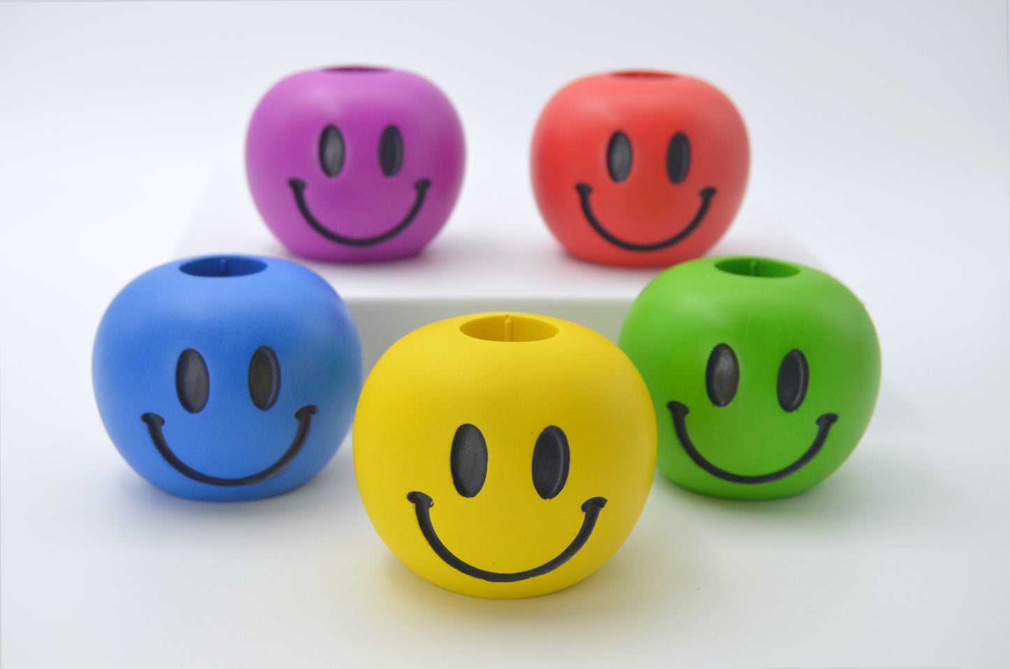 Happy Smiley Face Taper Candle Holder in Solid Block Colours