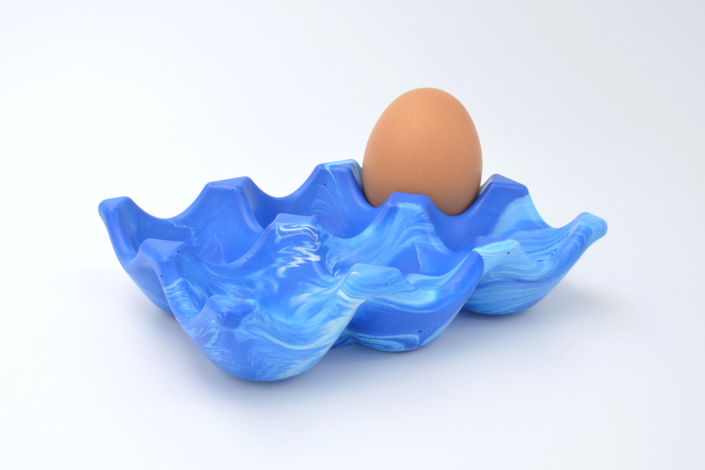Countertop Egg Holder in Blue and White Stone