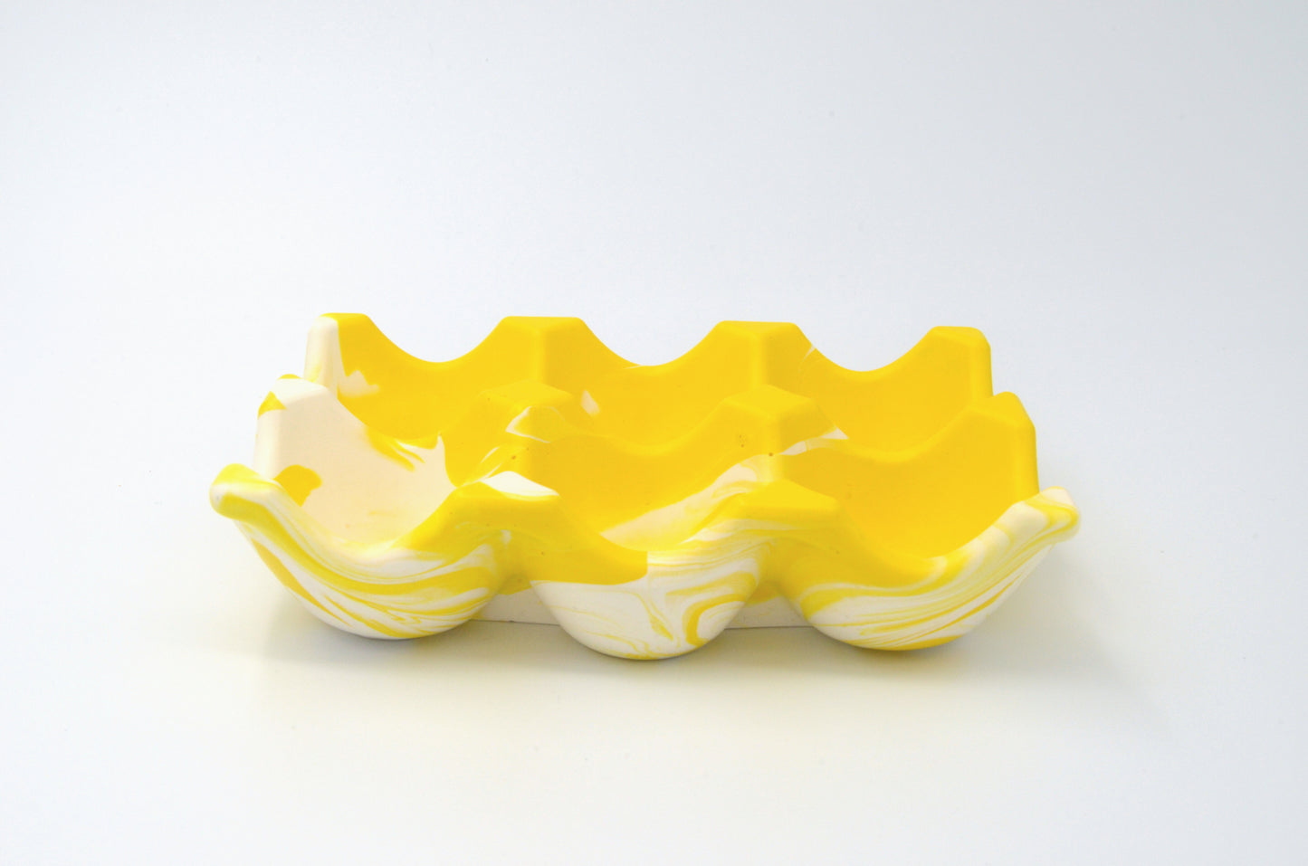 Countertop Egg Holder in Yellow and White Stone