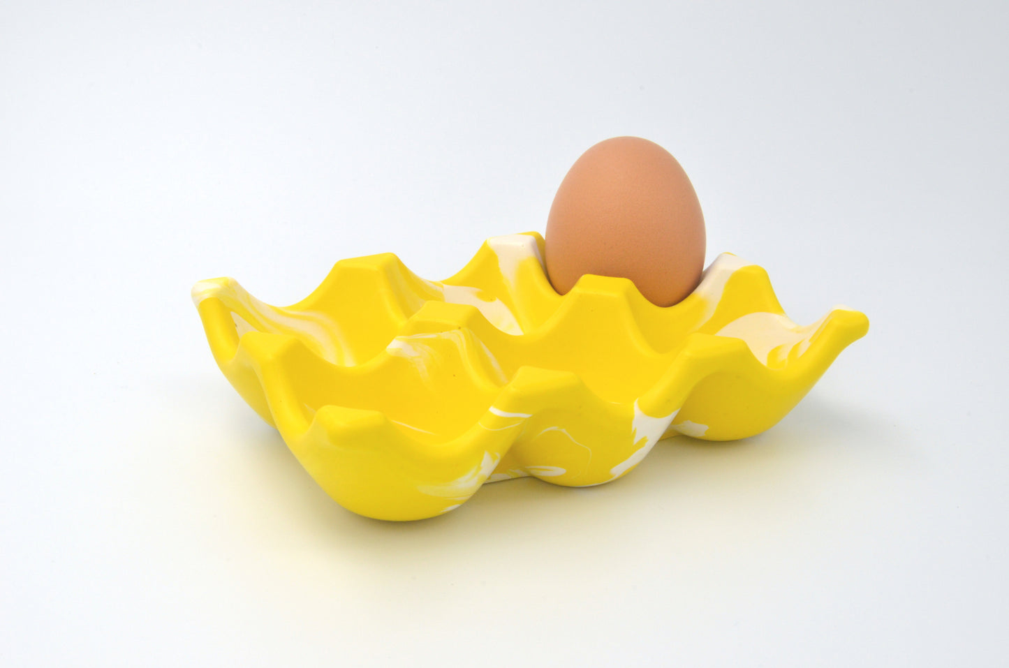 Countertop Egg Holder in Yellow and White Stone