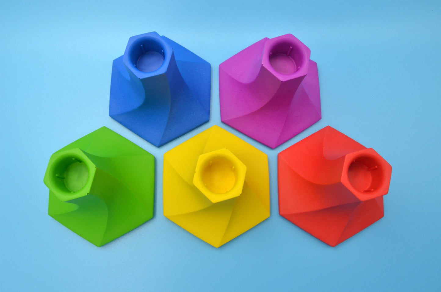 Hexagon Taper Candle Holder in Solid Block Colours