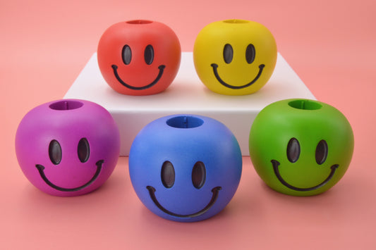 Happy Smiley Face Taper Candle Holder in Solid Block Colours